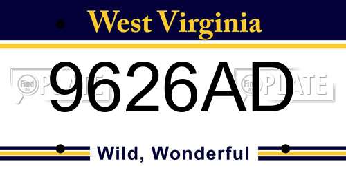 9626AD West Virginia License Plate