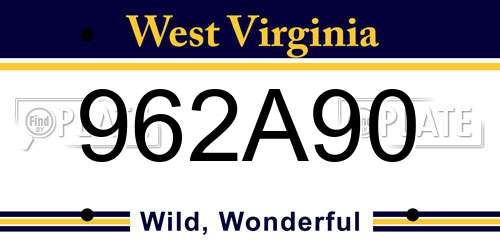 962A90 West Virginia License Plate