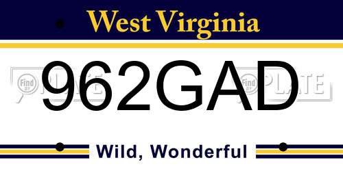 962GAD West Virginia License Plate