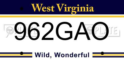 962GAO West Virginia License Plate