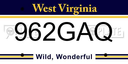 962GAQ West Virginia License Plate