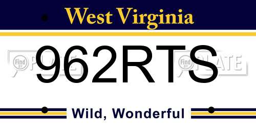 962RTS West Virginia License Plate