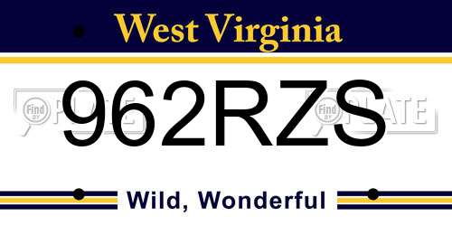 962RZS West Virginia License Plate
