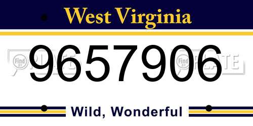 9657906 West Virginia License Plate