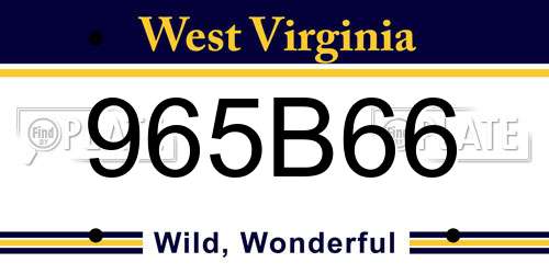 965B66 West Virginia License Plate