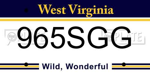 965SGG West Virginia License Plate