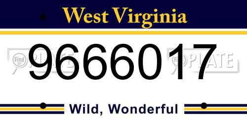 9666017 West Virginia License Plate