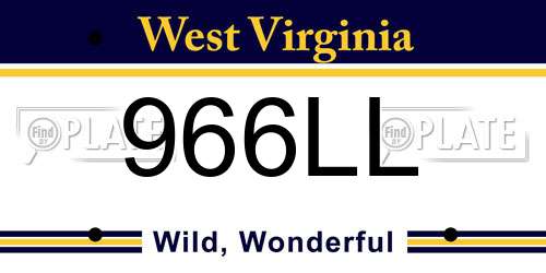 966LL West Virginia License Plate
