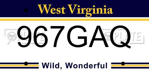 967GAQ West Virginia License Plate