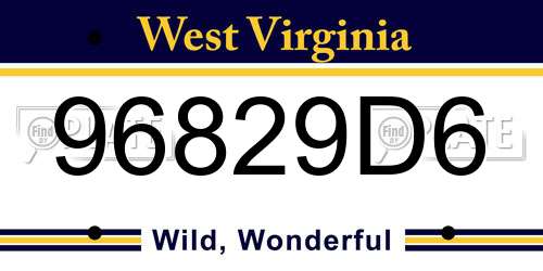 96829D6 West Virginia License Plate
