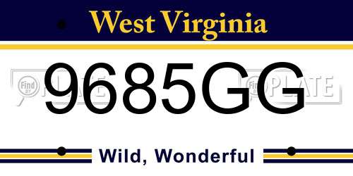 9685GG West Virginia License Plate