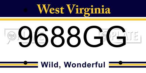 9688GG West Virginia License Plate