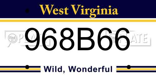 968B66 West Virginia License Plate