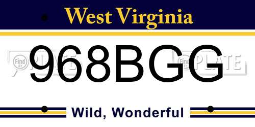 968BGG West Virginia License Plate
