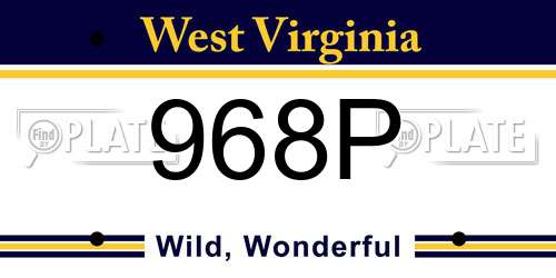 968P West Virginia License Plate