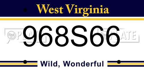968S66 West Virginia License Plate