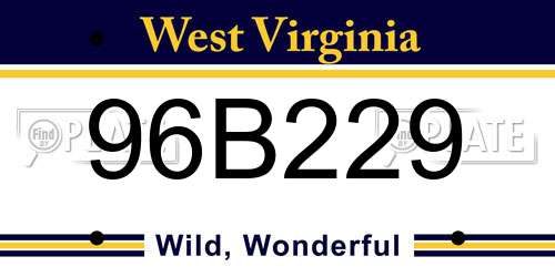 96B229 West Virginia License Plate