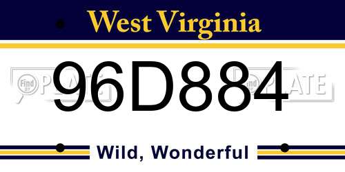 96D884 West Virginia License Plate