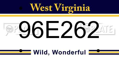 96E262 West Virginia License Plate
