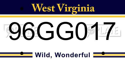 96GG017 West Virginia License Plate