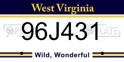 96J431 West Virginia License Plate