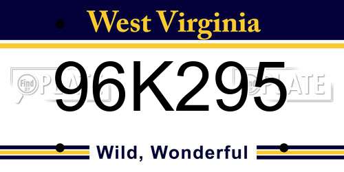96K295 West Virginia License Plate