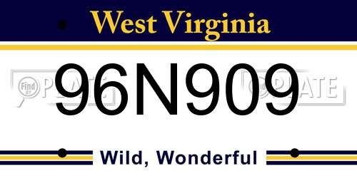 96N909 West Virginia License Plate
