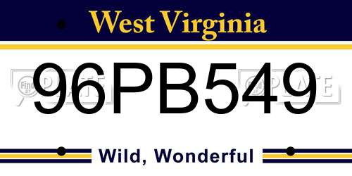 96PB549 West Virginia License Plate