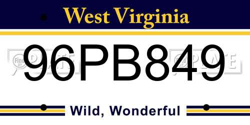 96PB849 West Virginia License Plate