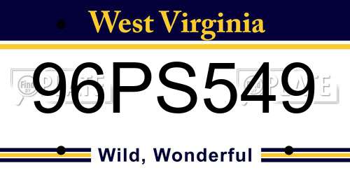96PS549 West Virginia License Plate