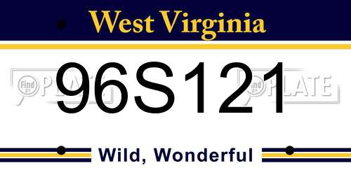 96S121 West Virginia License Plate
