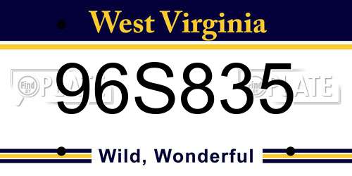 96S835 West Virginia License Plate