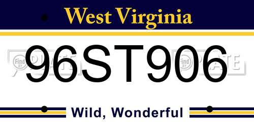 96ST906 West Virginia License Plate