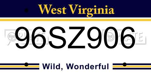 96SZ906 West Virginia License Plate