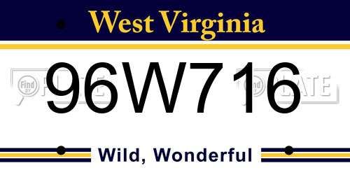 96W716 West Virginia License Plate
