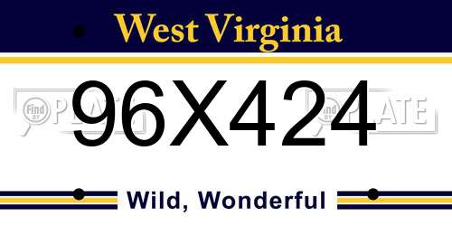 96X424 West Virginia License Plate
