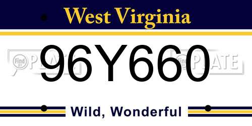 96Y660 West Virginia License Plate
