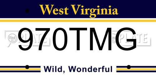 970TMG West Virginia License Plate