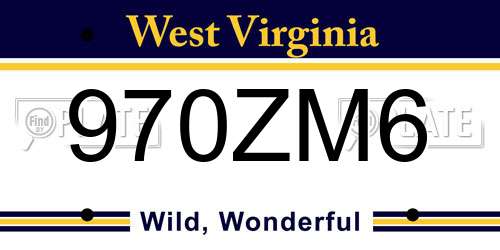 970ZM6 West Virginia License Plate