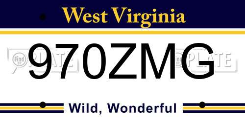 970ZMG West Virginia License Plate