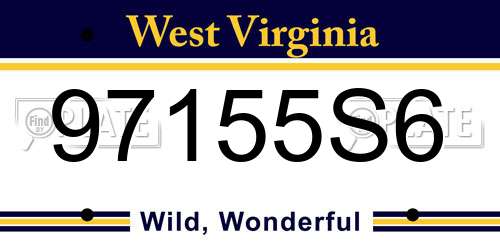 97155S6 West Virginia License Plate