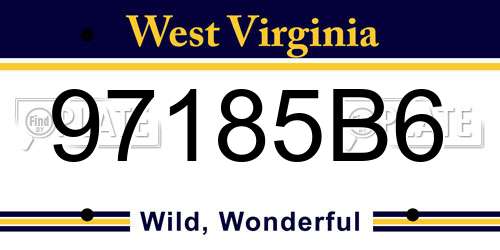 97185B6 West Virginia License Plate