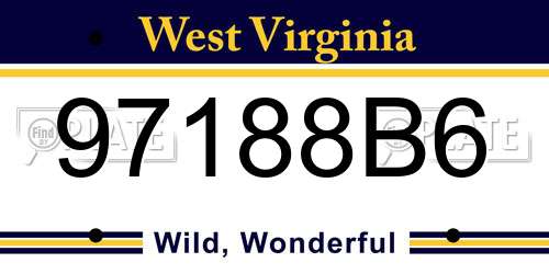 97188B6 West Virginia License Plate
