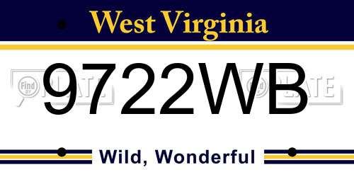 9722WB West Virginia License Plate