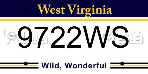 9722WS West Virginia License Plate