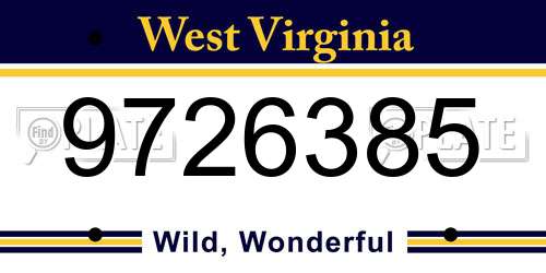 9726385 West Virginia License Plate