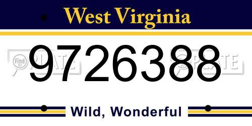 9726388 West Virginia License Plate