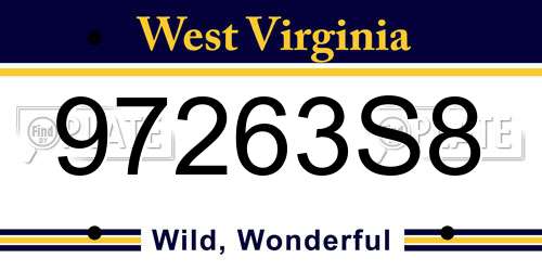 97263S8 West Virginia License Plate