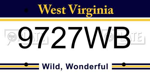 9727WB West Virginia License Plate