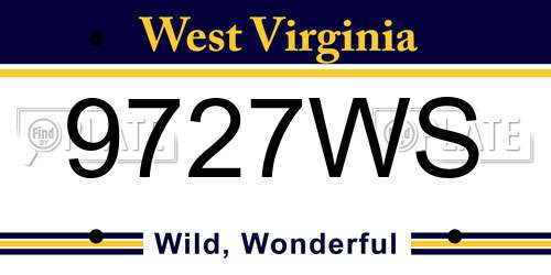9727WS West Virginia License Plate
